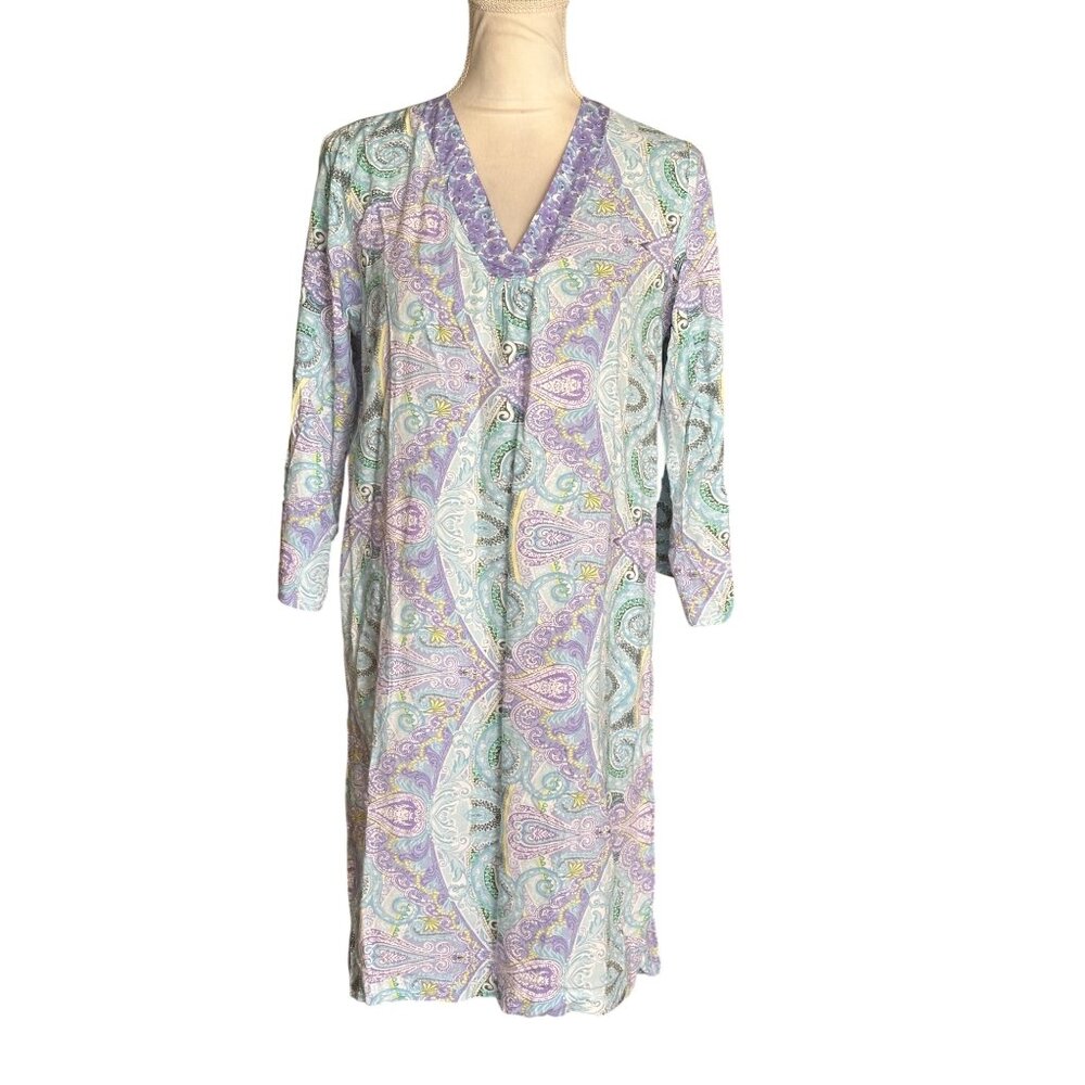 Miss Elaine Relax Paisley V-Neck Nightgown Housed… - image 7